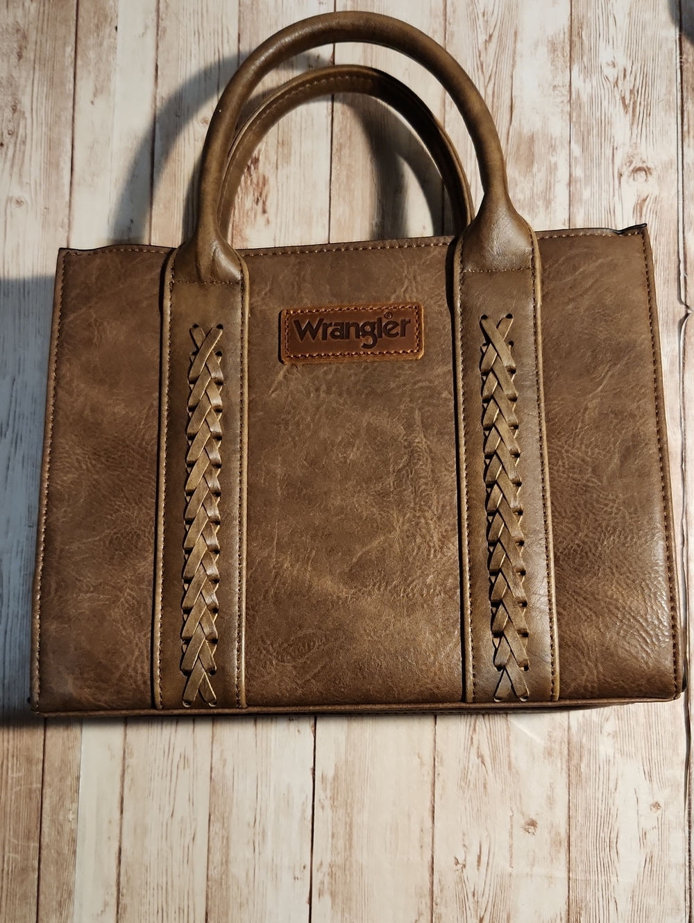 Wrangler Taupe Brown Braided-Accent Tote